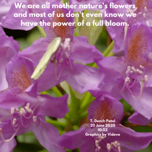 We are all mother nature's flowers and most of us don't even know the power of a full bloom