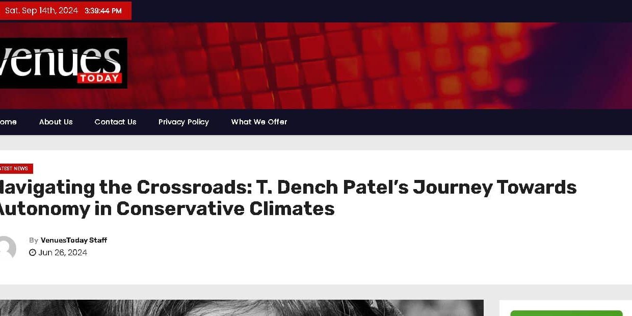 T. Dench Patel appears in Venues Today