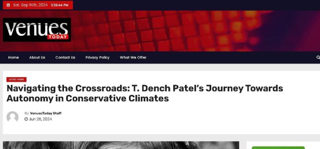 T. Dench Patel appears in Venues Today T. Dench Patel appears in Venues Today